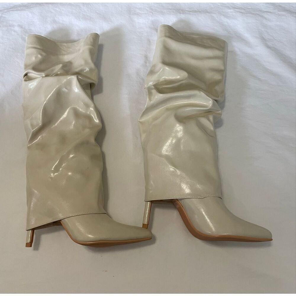 Lulus Teana Bone Fold-Over Knee-High Boots 6 - Picture 5 of 11